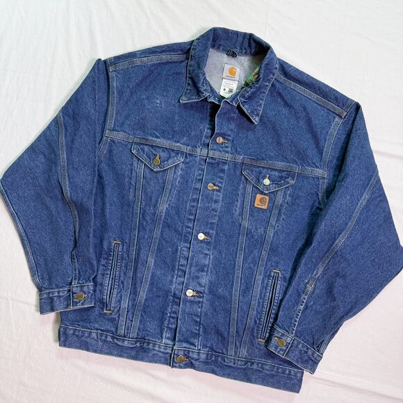 Vintage Carhartt J12 DST Denim Trucker Jacket - XL - Picture 1 of 6